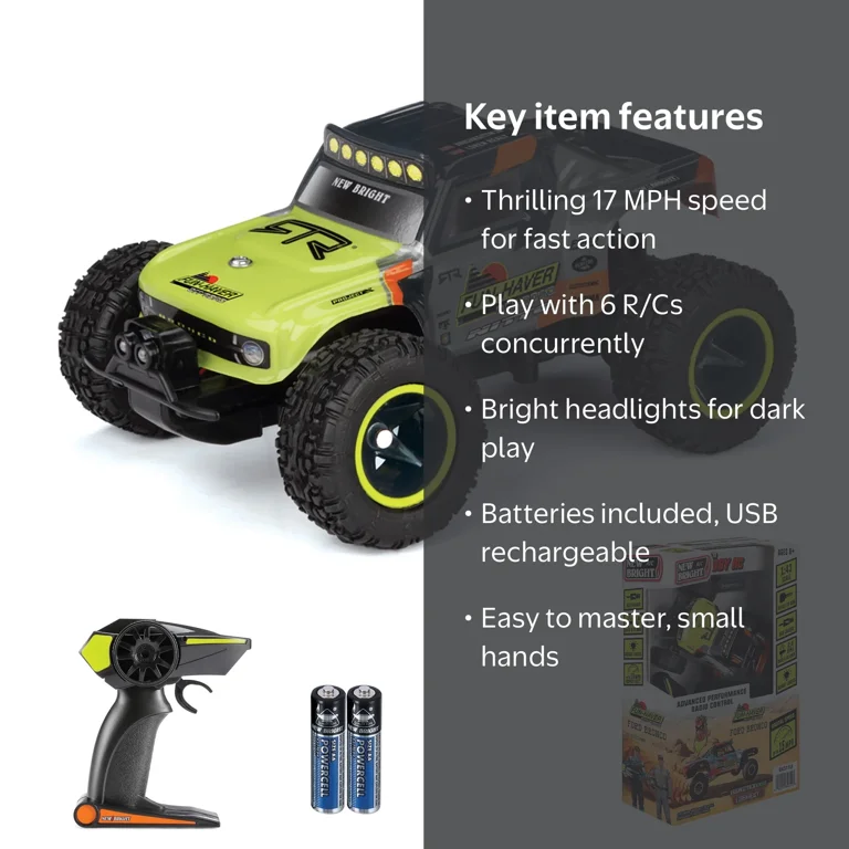 New Bright (1:43) Bronco Battery Remote Control Green/Gray Monster