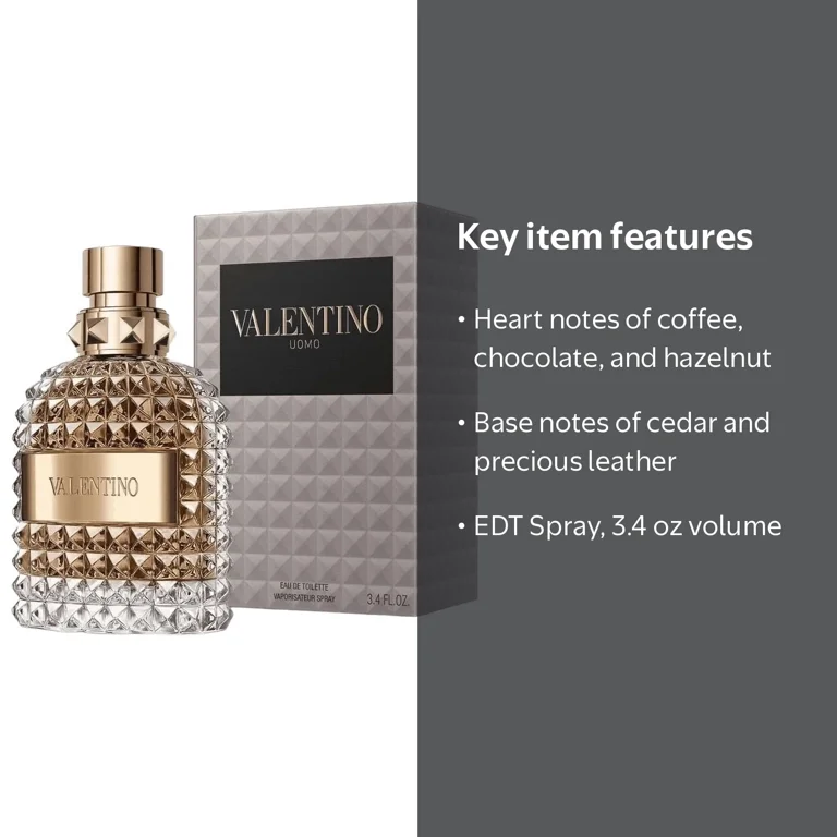 Valentino, Uomo EDT Spray, 3.4 oz, Leather, Coffee, Hazelnut