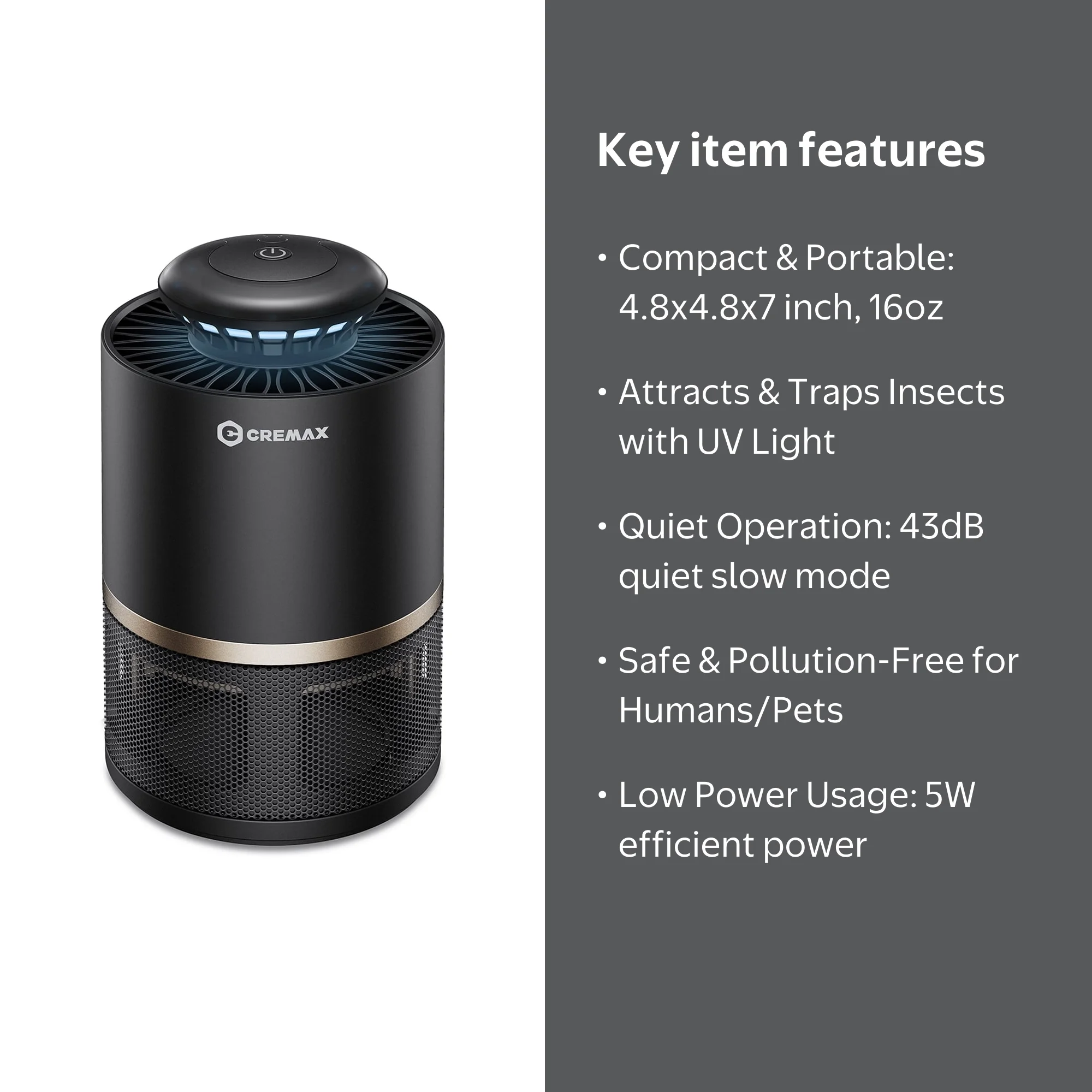 Cremax Electric Mosquito Killer Lamp LED with Smart Sensor & Bug
