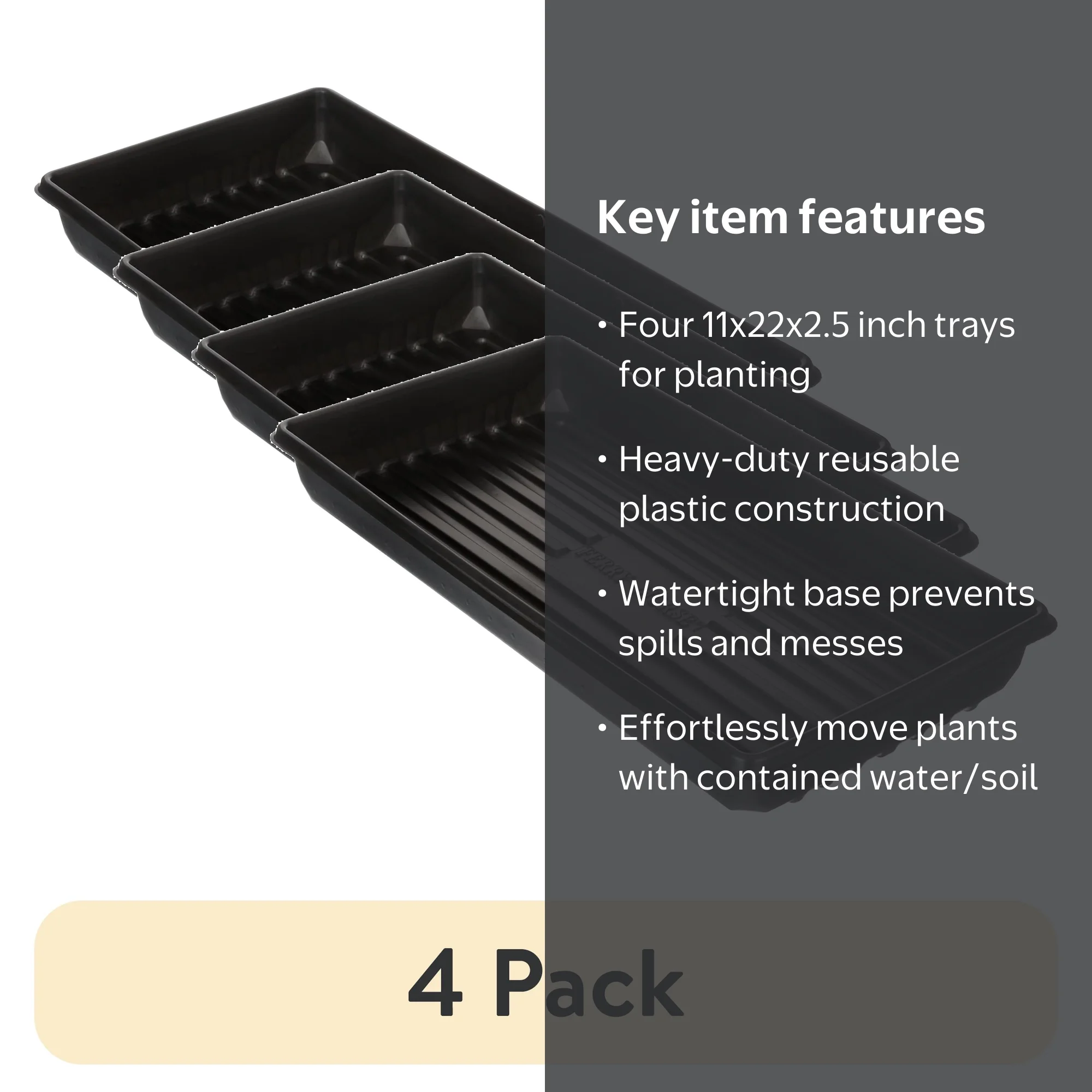 4 pack) Ferry-Morse Durable Seed Starting Tray with Watertight