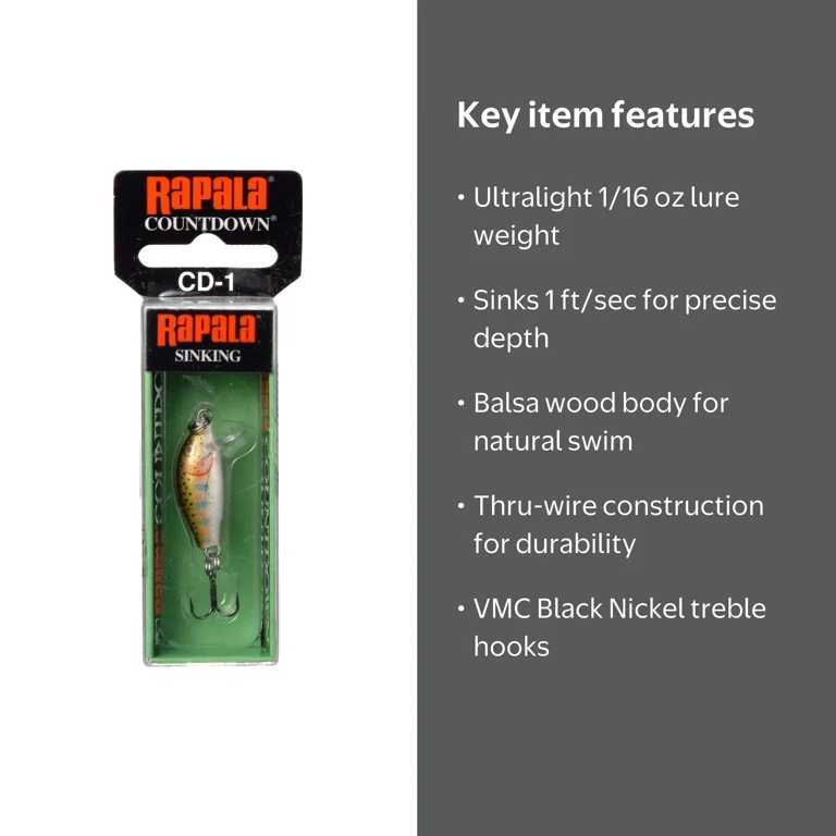 Rapala Countdown Minnow CD01 1/16 oz Rainbow Trout - Walmart.com