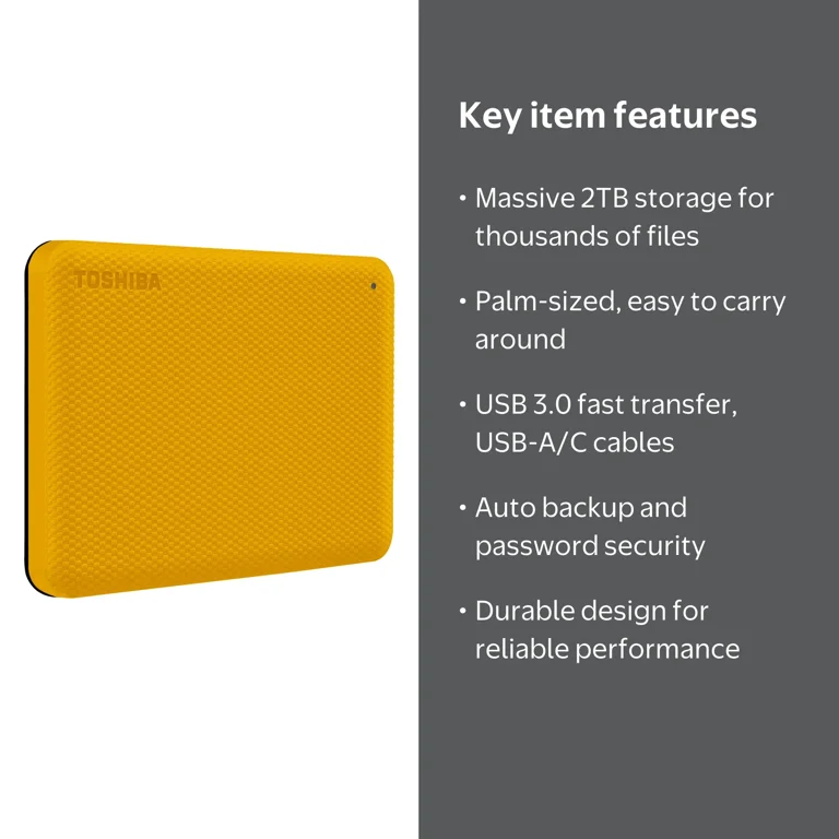 Toshiba Canvio Advance Plus Portable External Hard Drive 2TB