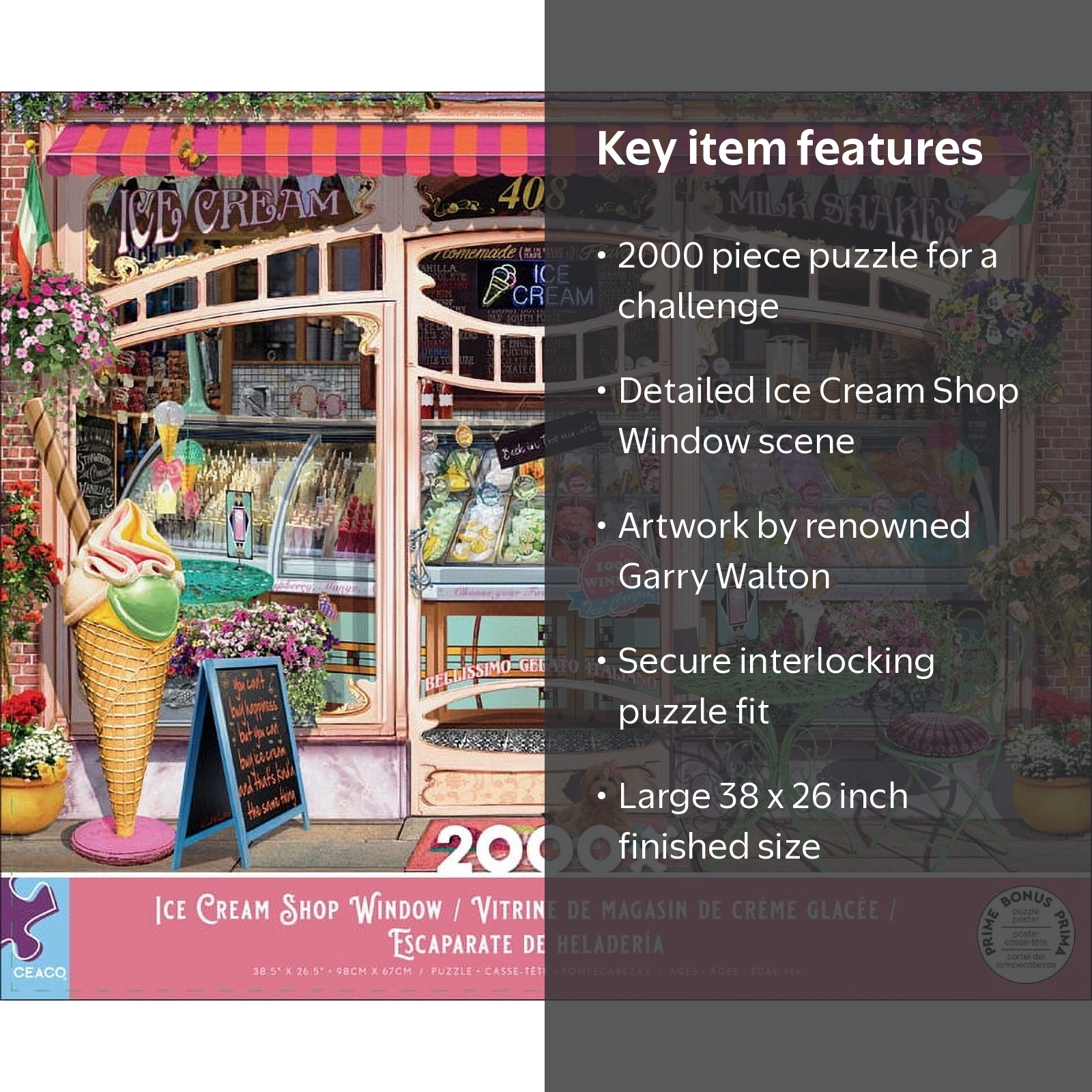 Ceaco 2000 Piece Ice Cream Shop Window (Garry Walton) Interlocking