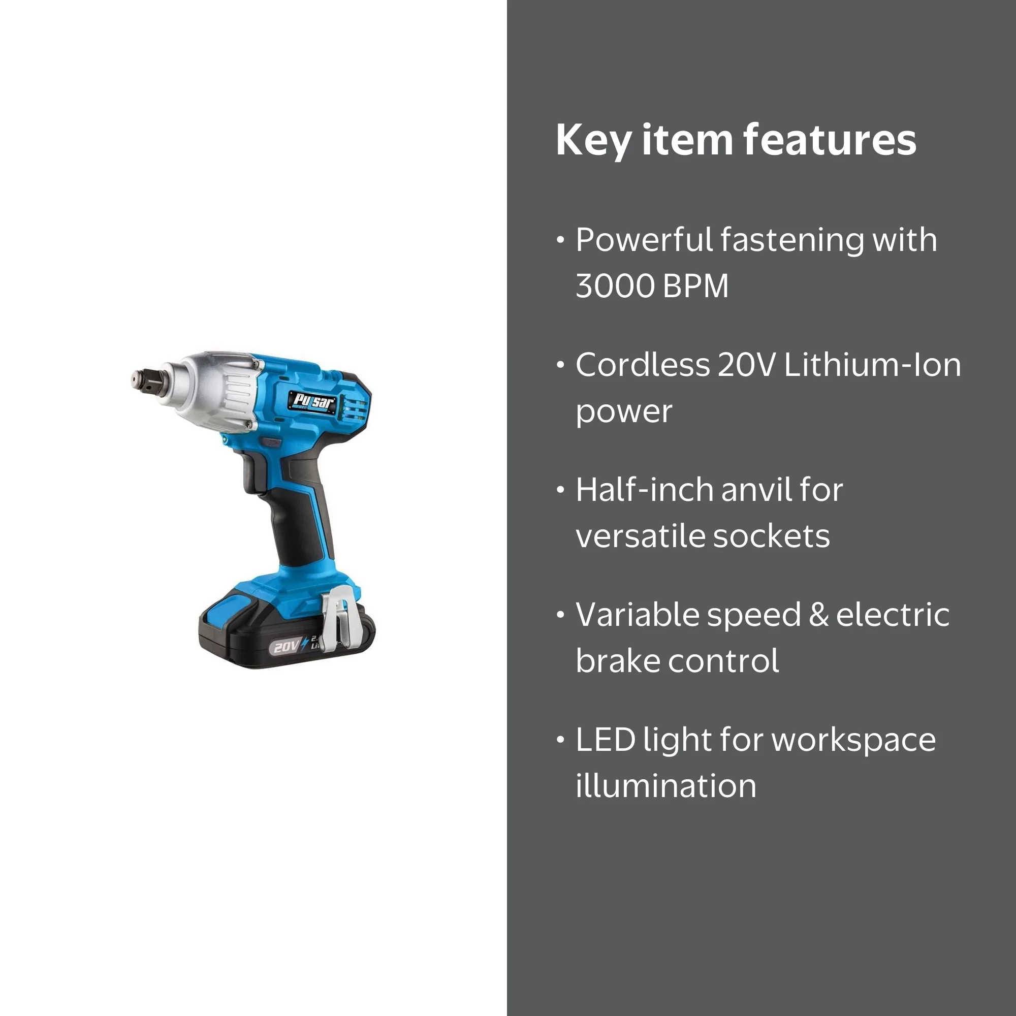 Pulsar 20V Lithium Ion Half-Inch Battery Operated Rechargeable