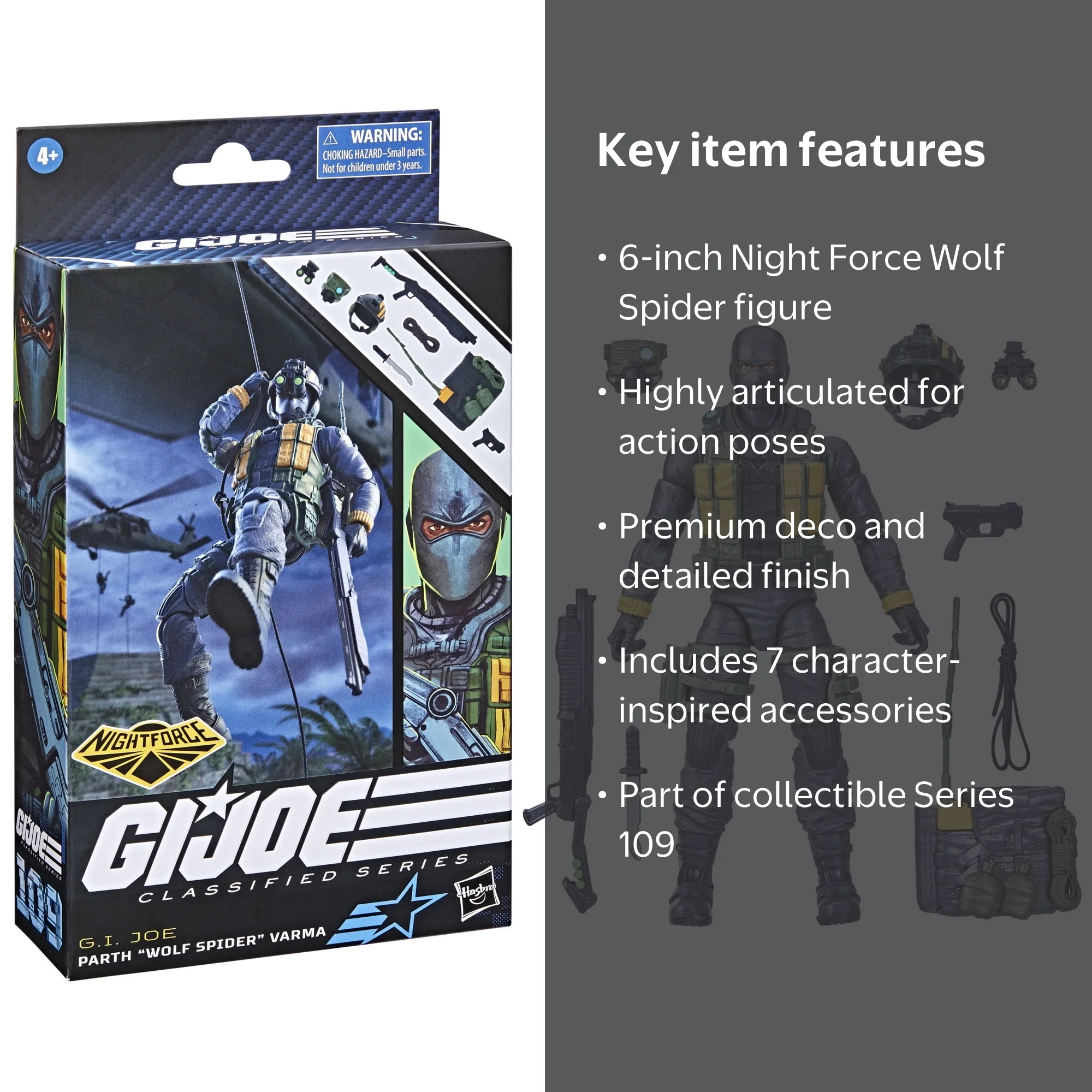 G.I. Joe Classified Series Night Force Parth Wolf Spider Action