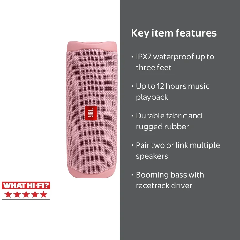 JBL, Portable Waterproof Bluetooth Speaker, Flip 5, Pink - Walmart.com