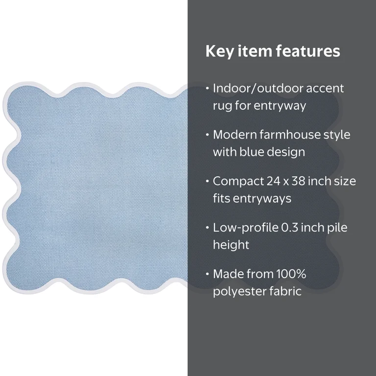 My Texas House Scallop Indoor/Outdoor Layering Rug, Blue, 24 in x