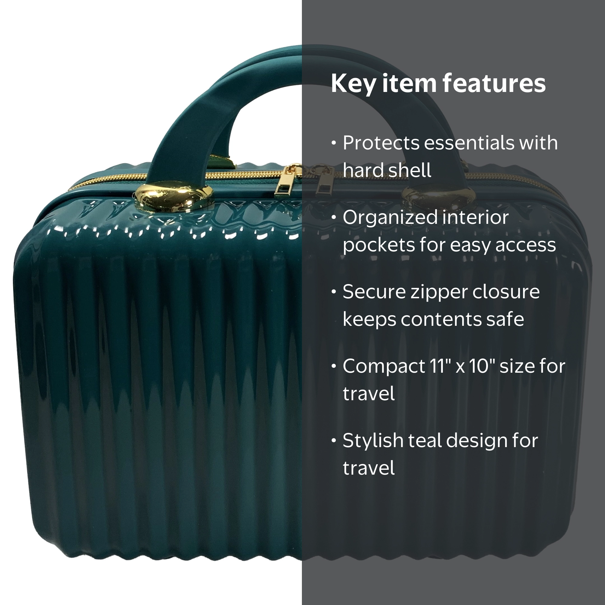Hard Shell Cosmetic Travel Case, Teal - Walmart.com
