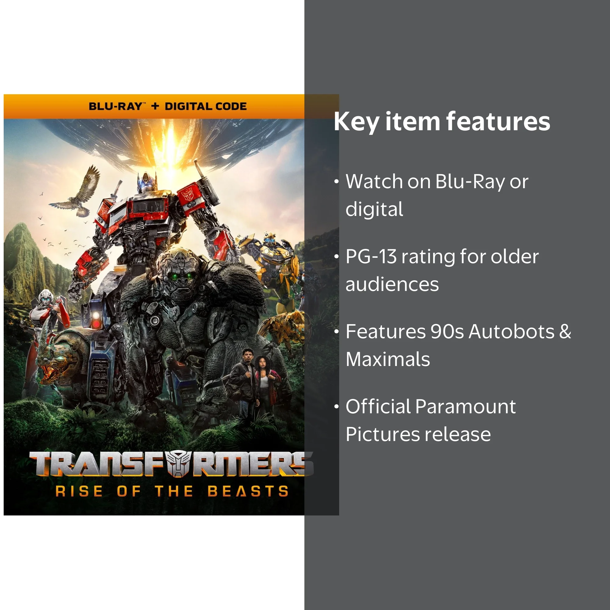 Transformers: Rise Of The Beasts Blu-Ray + Digital Copy, PG-13