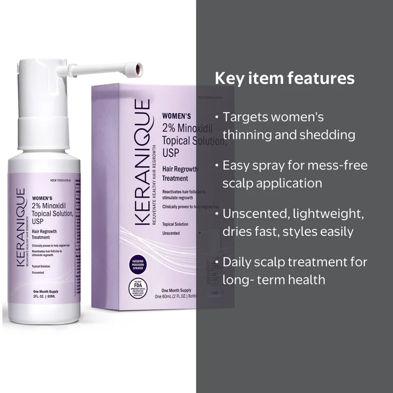 Keranique Hair Regrowth Treatment for Women, 2% Minoxidil Scalp