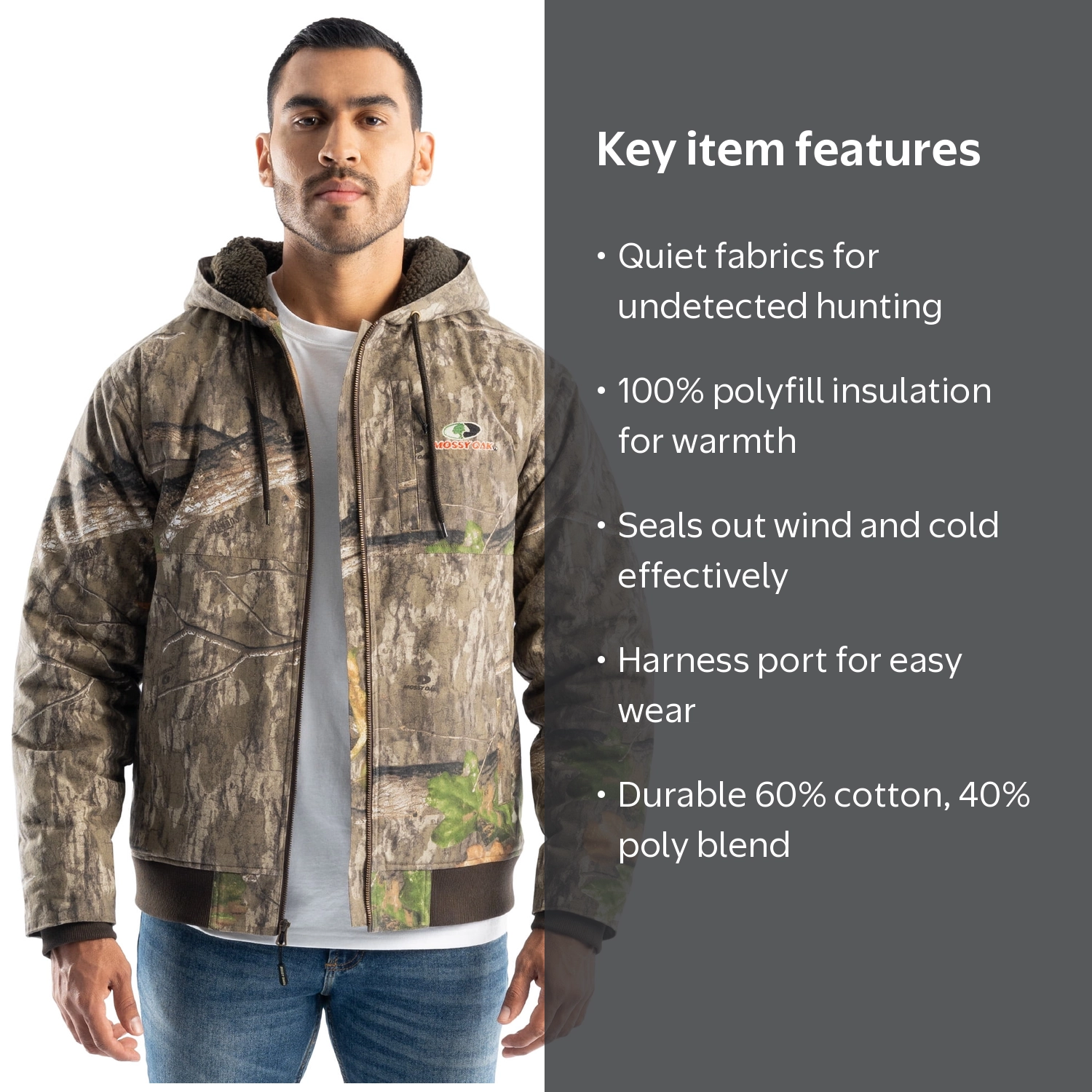 Free Shipping! Mossy Oak Men's Sherpa Lined Bomber Jacket, Mossy