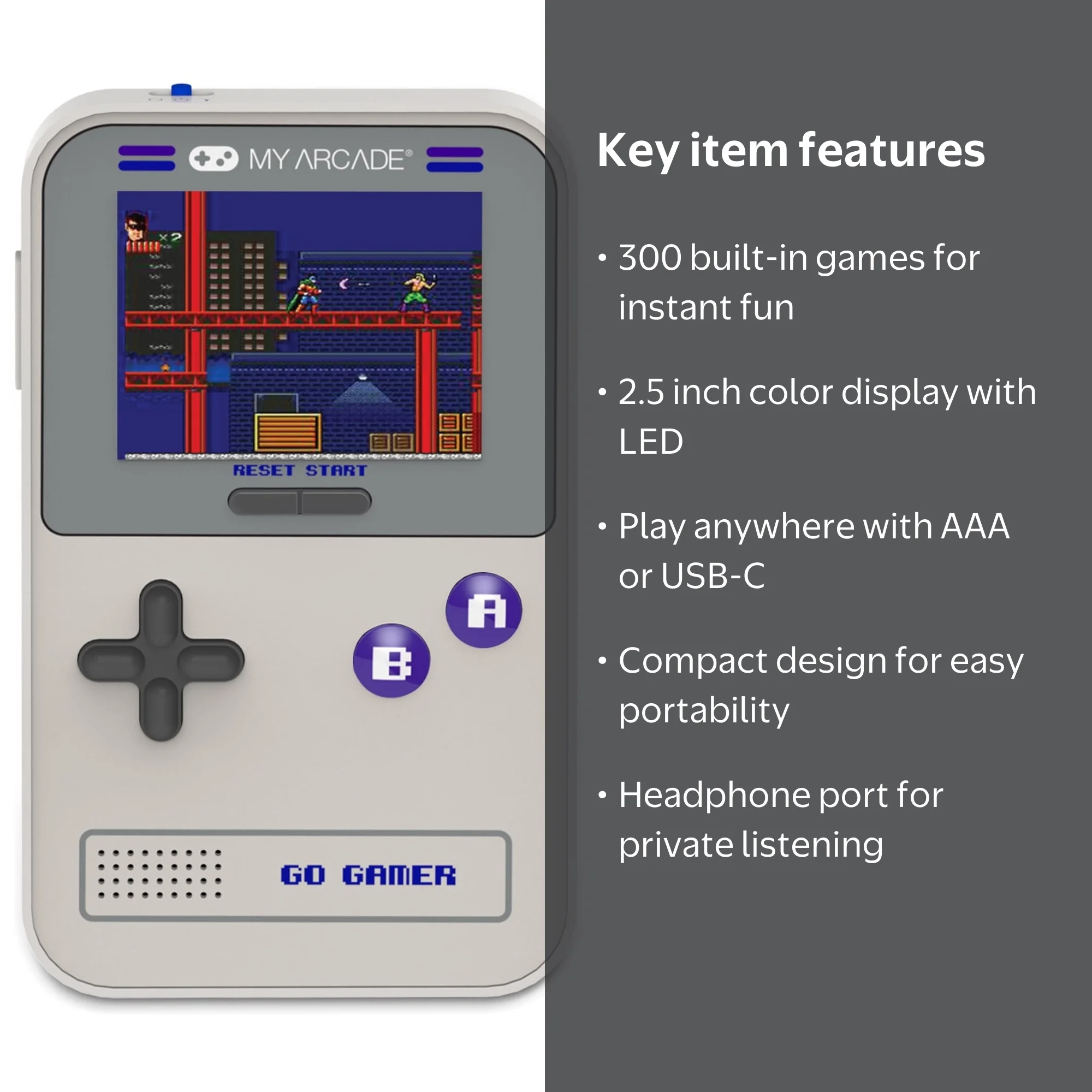 My Arcade Portable Handheld Go Gamer Classic 300-in-1 Video Game
