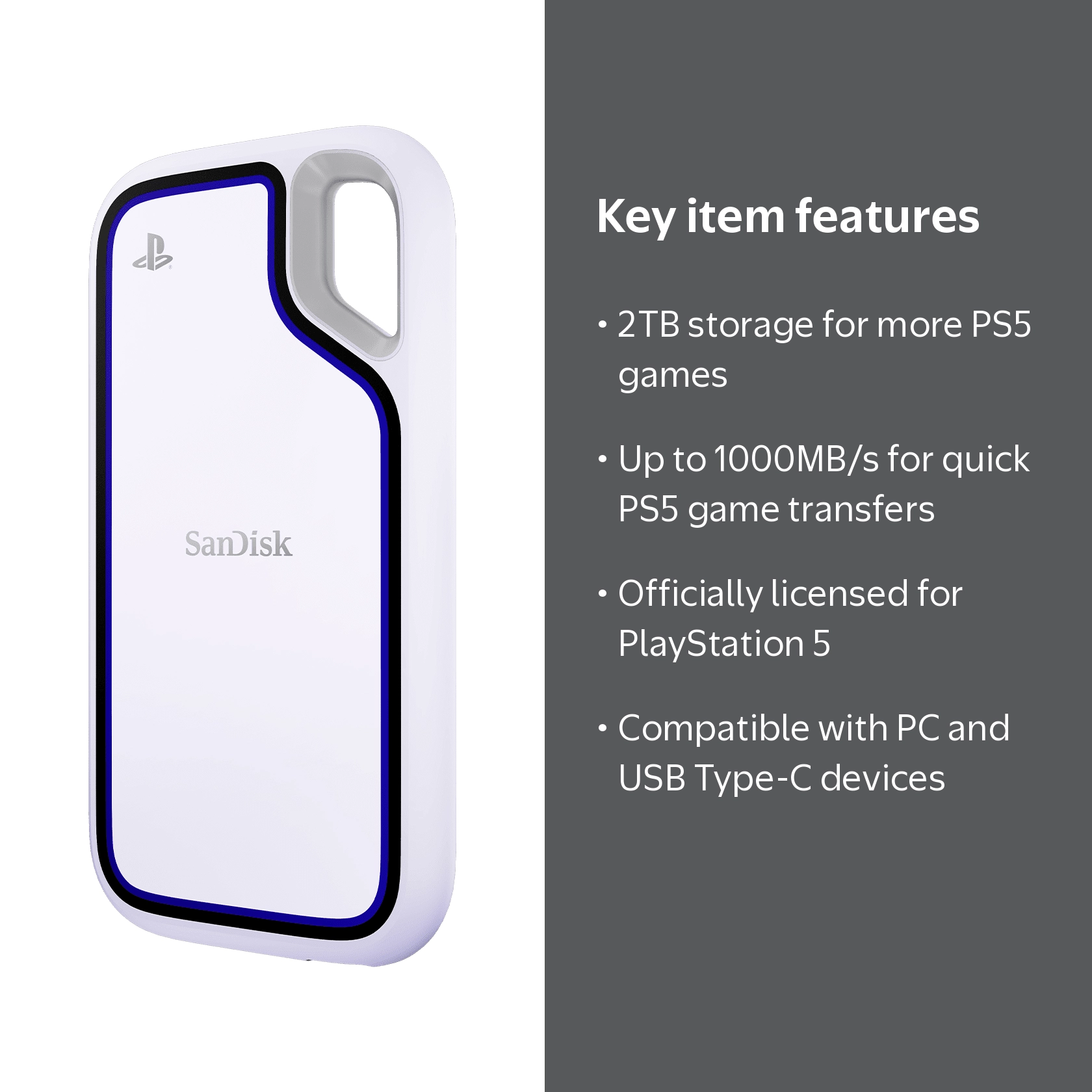 SanDisk, Portable SSD, 2TB Extreme for PS5 and PC, High-Speed