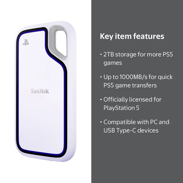 SanDisk, Portable SSD, 2TB Extreme for PS5 and PC, High-Speed