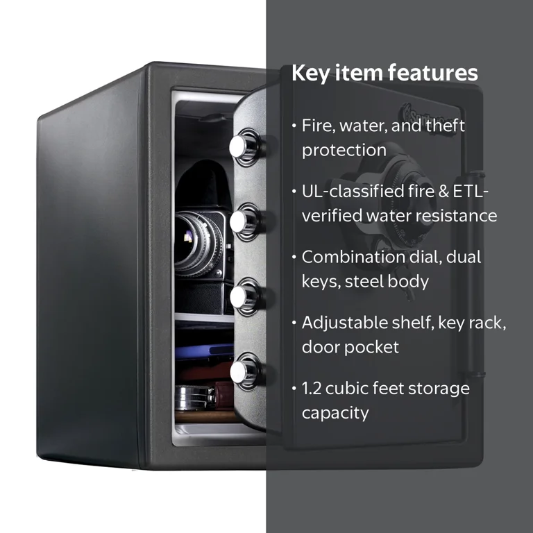 SentrySafe, Fire Water Resistant Security Safe, 1.2 Cu Ft, Gray