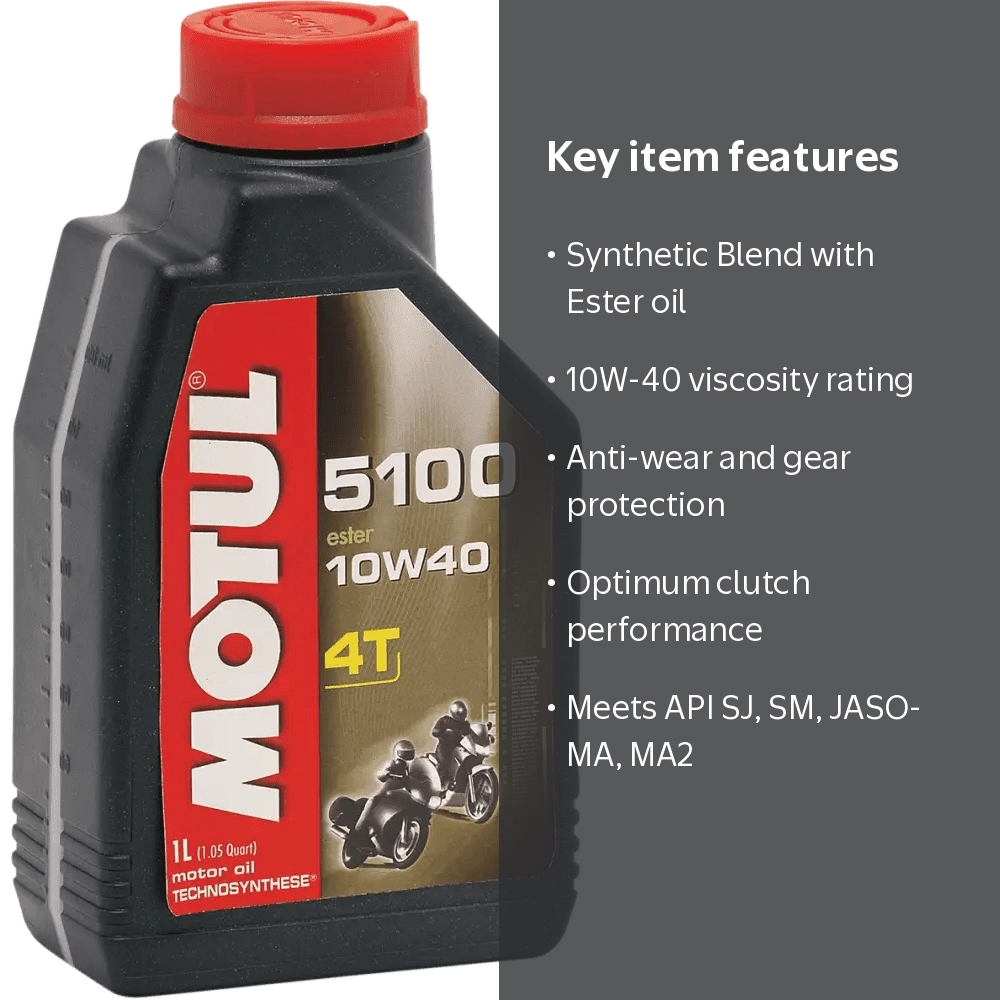 MOTUL 5100 4T Synthetic Blend Oil - 10W-40 - 1L 104066 - Walmart.com