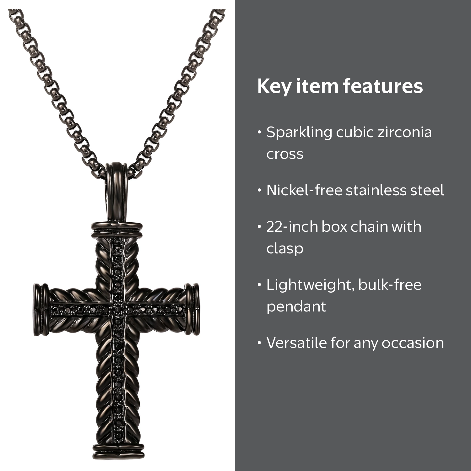 Brilliance Fine Women's Stainless Steel Black Plated CZ Cross