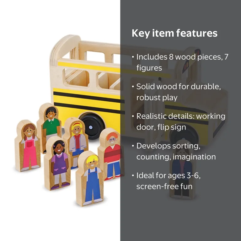 Melissa & Doug, School Bus Wooden Play Set, 7 Figures - Walmart.com