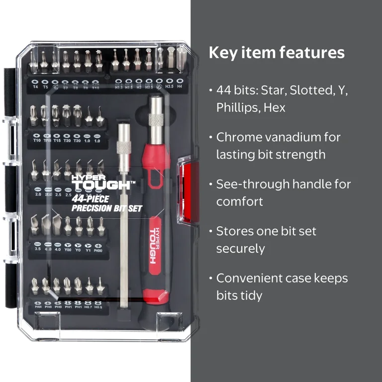 Hyper Tough Screwdriver Bits Set 44 Piece Precision Multi-Type