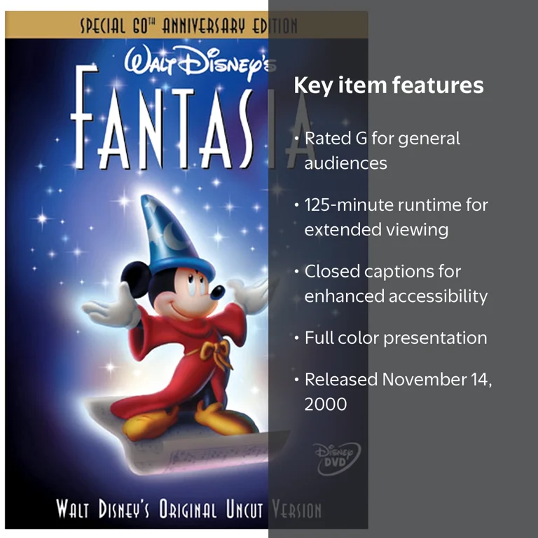 Disney, Fantasia DVD, 125 min, Color, Closed Captioned - Walmart.com