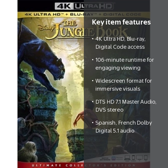 Disney's The Jungle Book Movie (4K Ultra HD + Blu-ray + Digital