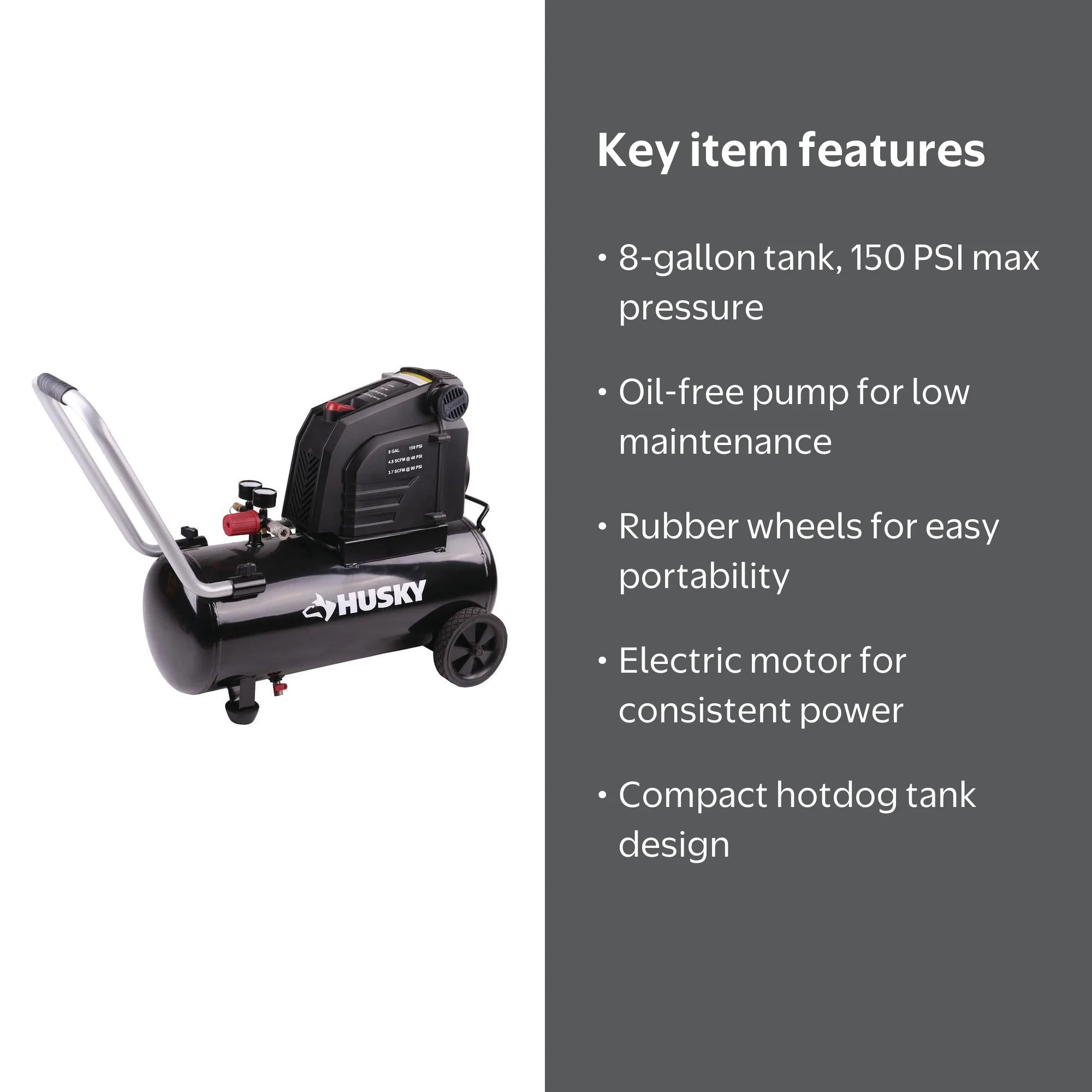 Husky 0300816 8G 150 PSI Hotdog Air Compressor - Walmart.com