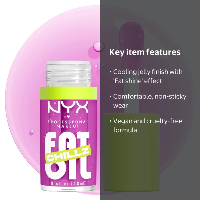 NYX Professional Makeup Fat Oil Chillz Lip Gloss, 12 Hour