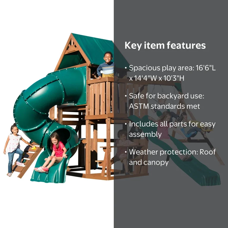 Children's Outdoor Swing-N-Slide Tellico Terrace Wooden Playset