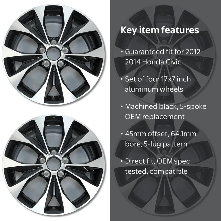 Honda 17インチ アルミホイール 4本セット For Honda Civic OEM Design Wheel 17