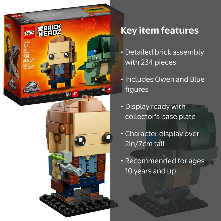 LEGO BrickHeadz Jurassic World Owen and Blue Figure Set, 234