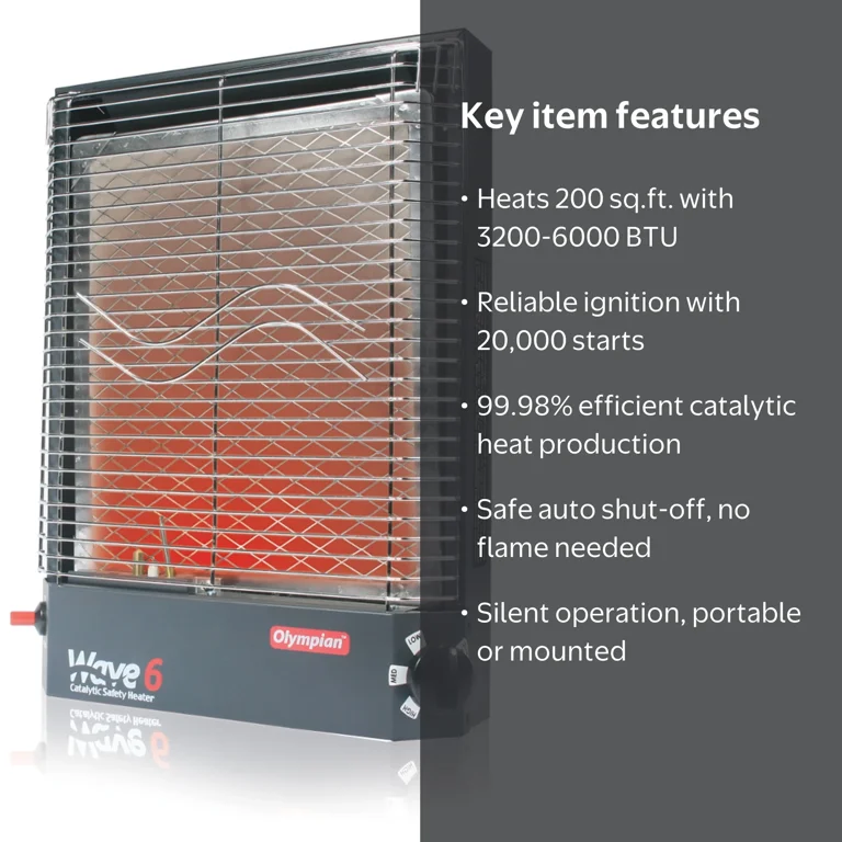 Camco Olympian Wave 6 Portable RV Catalytic Safety Heater | 3200