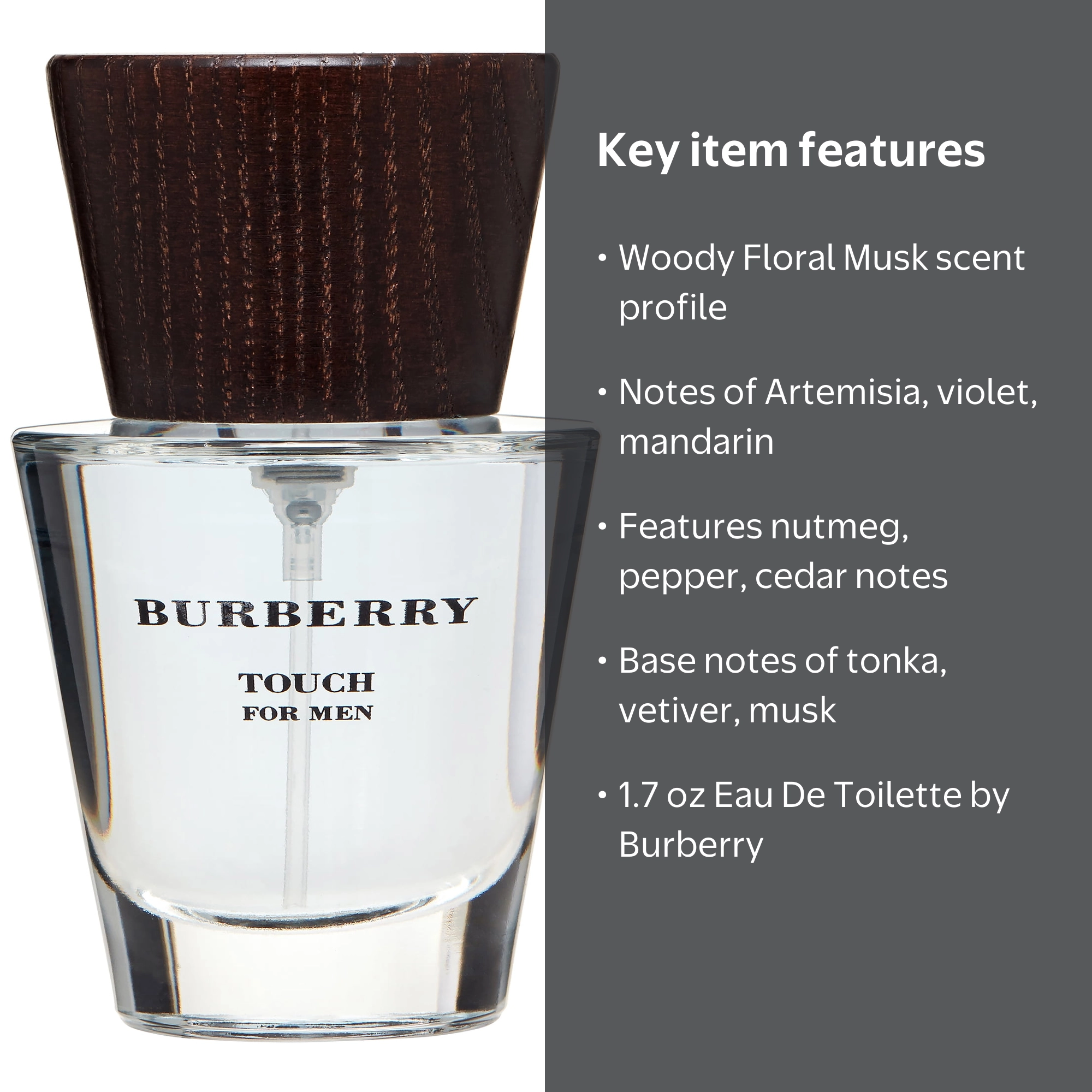 Burberry Touch Men's Fragrance Perfume, Woody Floral Musk Eau De