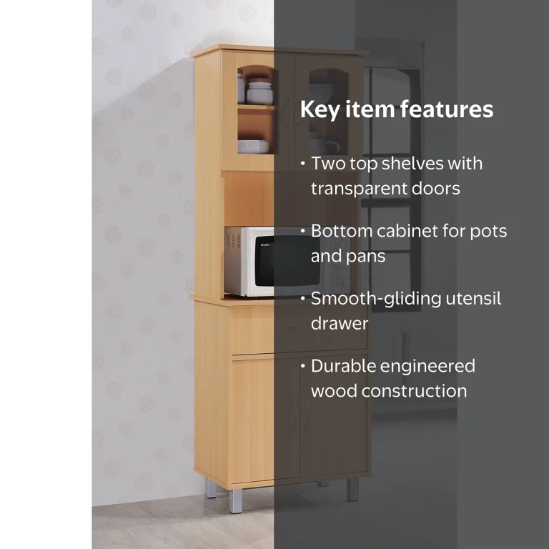 Hodedah Free Standing Kitchen Cabinet, Beech - Walmart.com