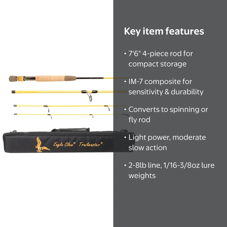 eagle claw medallion fly reel grm67 Brave Carded Combo Spinning 7 Complex Composite blank that not only provides incredible performance in any length Eagle Claw Trailmaster Spin/Fly Rods