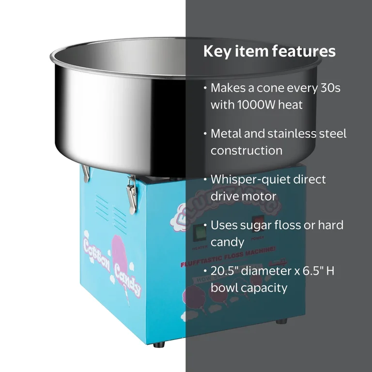 Cotton Candy Machine- Flufftastic Floss Maker- Use Sugar or Hard