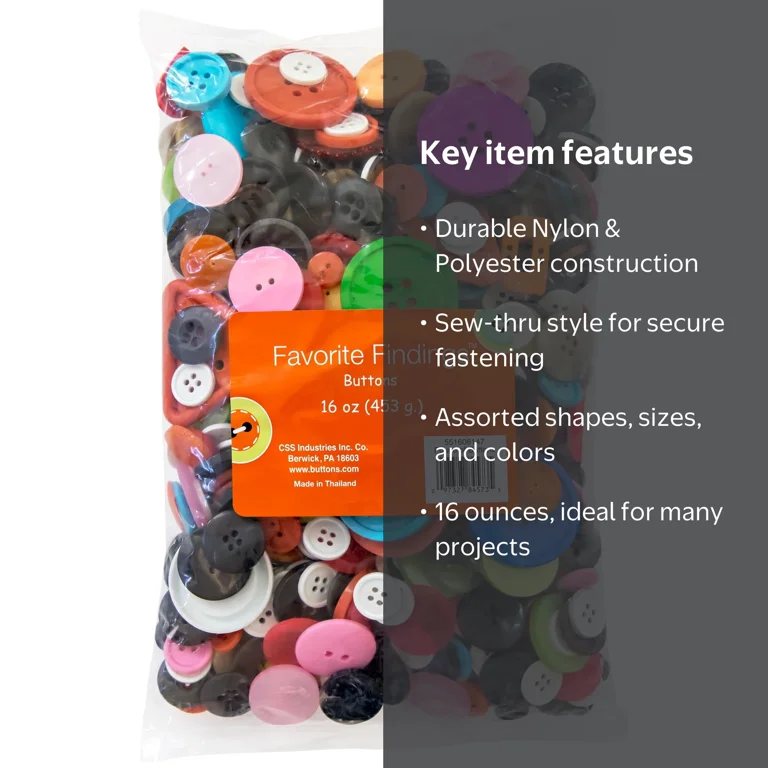 Favorite Findings Assorted Sew Thru Value Pound Of Buttons, 16