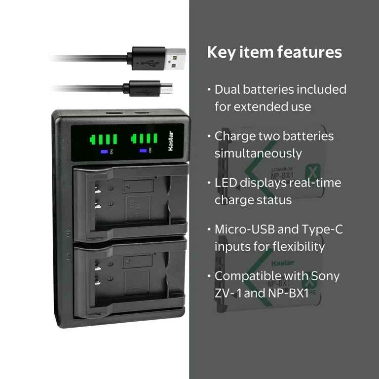Kastar 2-Pack NPBX1 Battery and LTD2 USB Charger Replacement for
