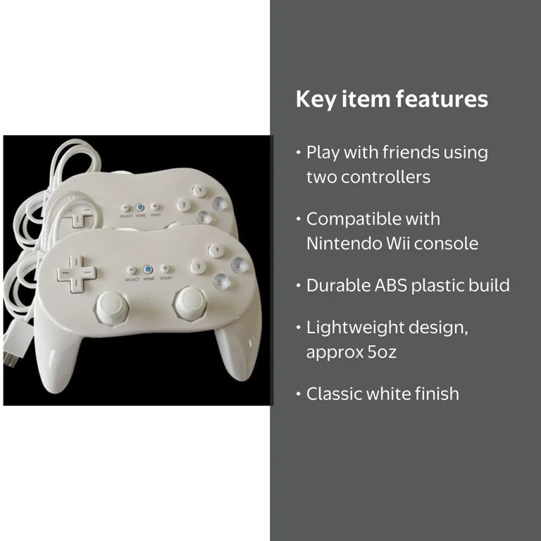 Nintendo Classic Controller Pro for Wii Remote, White - Walmart.com