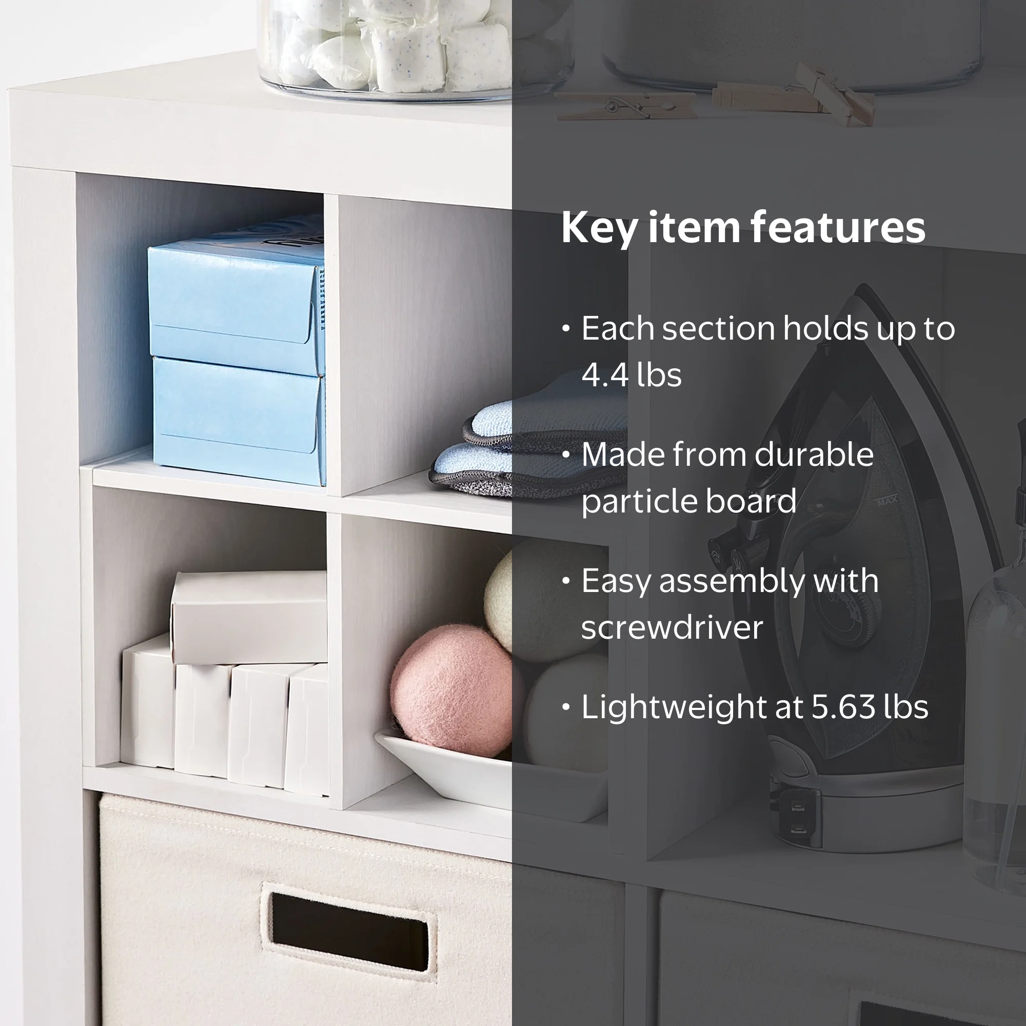 Better Homes & Gardens Quad Shelf Cube Organizer Insert White