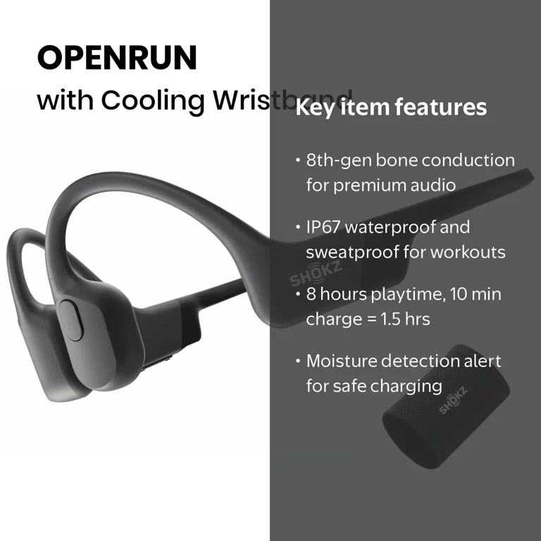 Shokz, OpenRun Bone Conduction Waterproof Bluetooth Headphones
