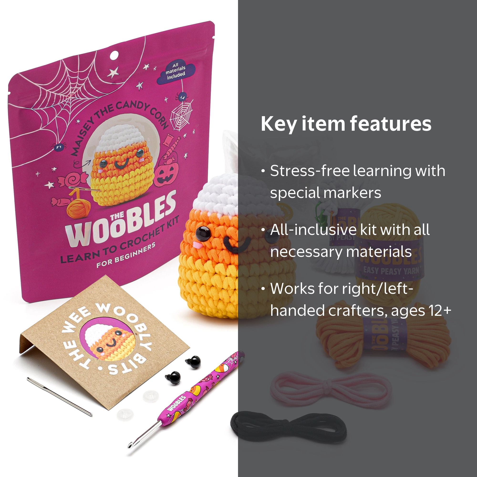 The Woobles Beginner Crochet Amigurumi Kits - Maisey the Candy