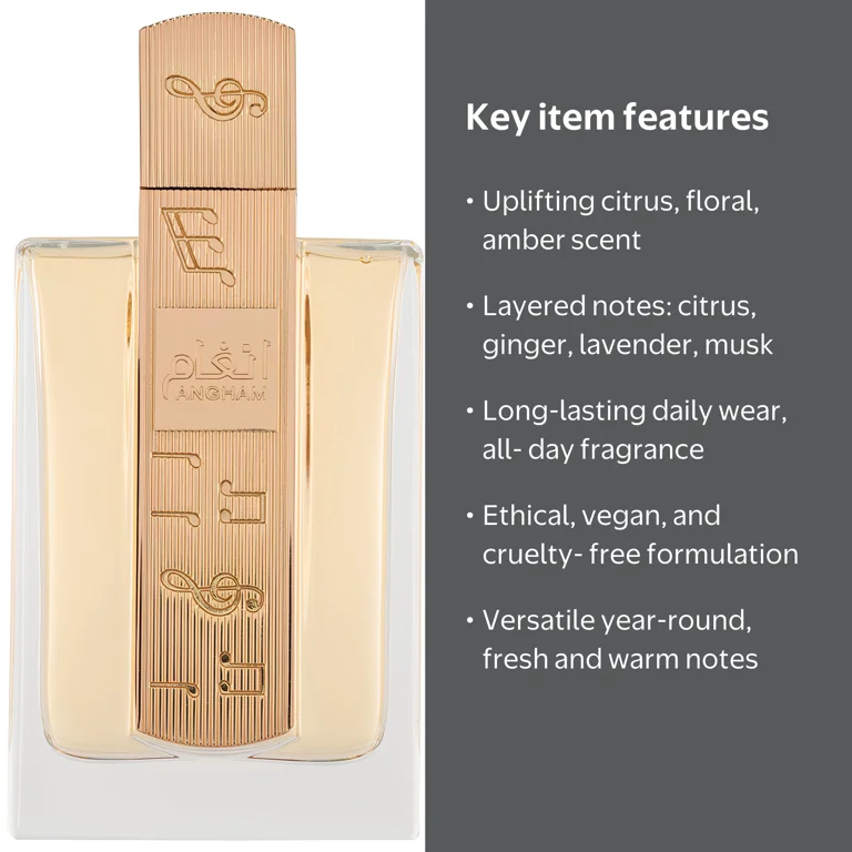 Lattafa Angham Eau De Parfum Spray, Perfume for Women, 3.4 oz