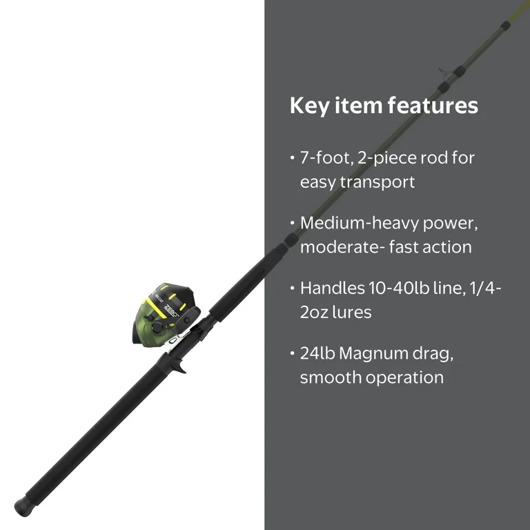 Zebco Big Cat Spincast Reel and Fishing Rod Combo, 7-Foot, Size 80
