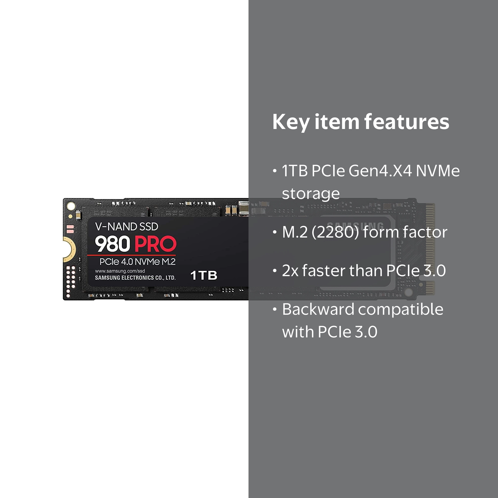 SAMSUNG 1TB 980 PRO Series PCIe Gen4. X4 NVMe M.2 Solid State