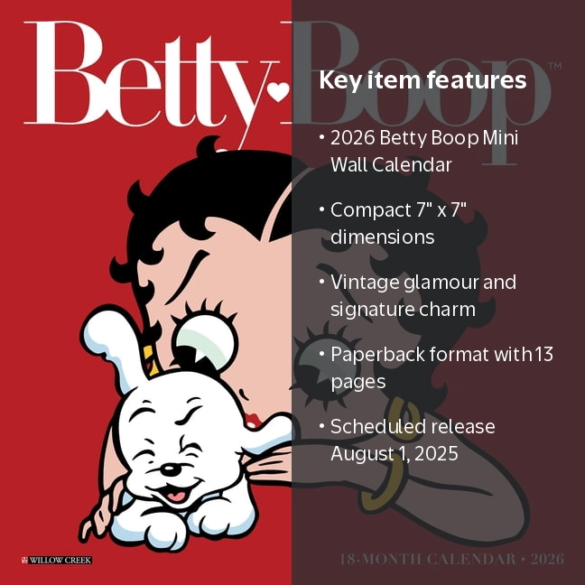 Betty Boop Mini Wall Calendar, (Paperback) - Walmart.com