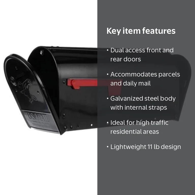 Solar Group Double Door Metal Mailbox in Galvanized Black