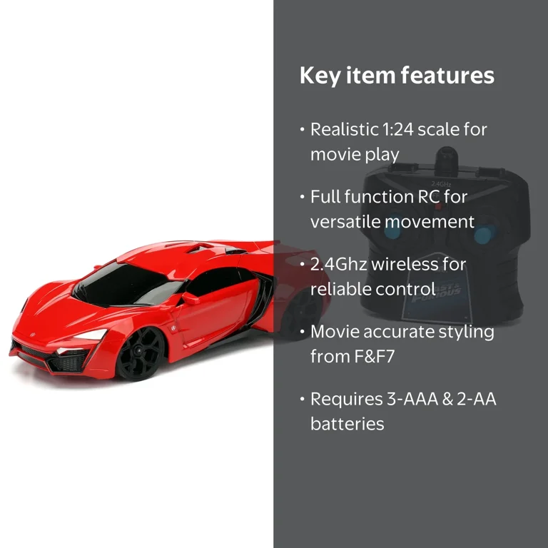 Jada Toys - Fast and Furious 1:24 Scale RC, Lykan Hypersport