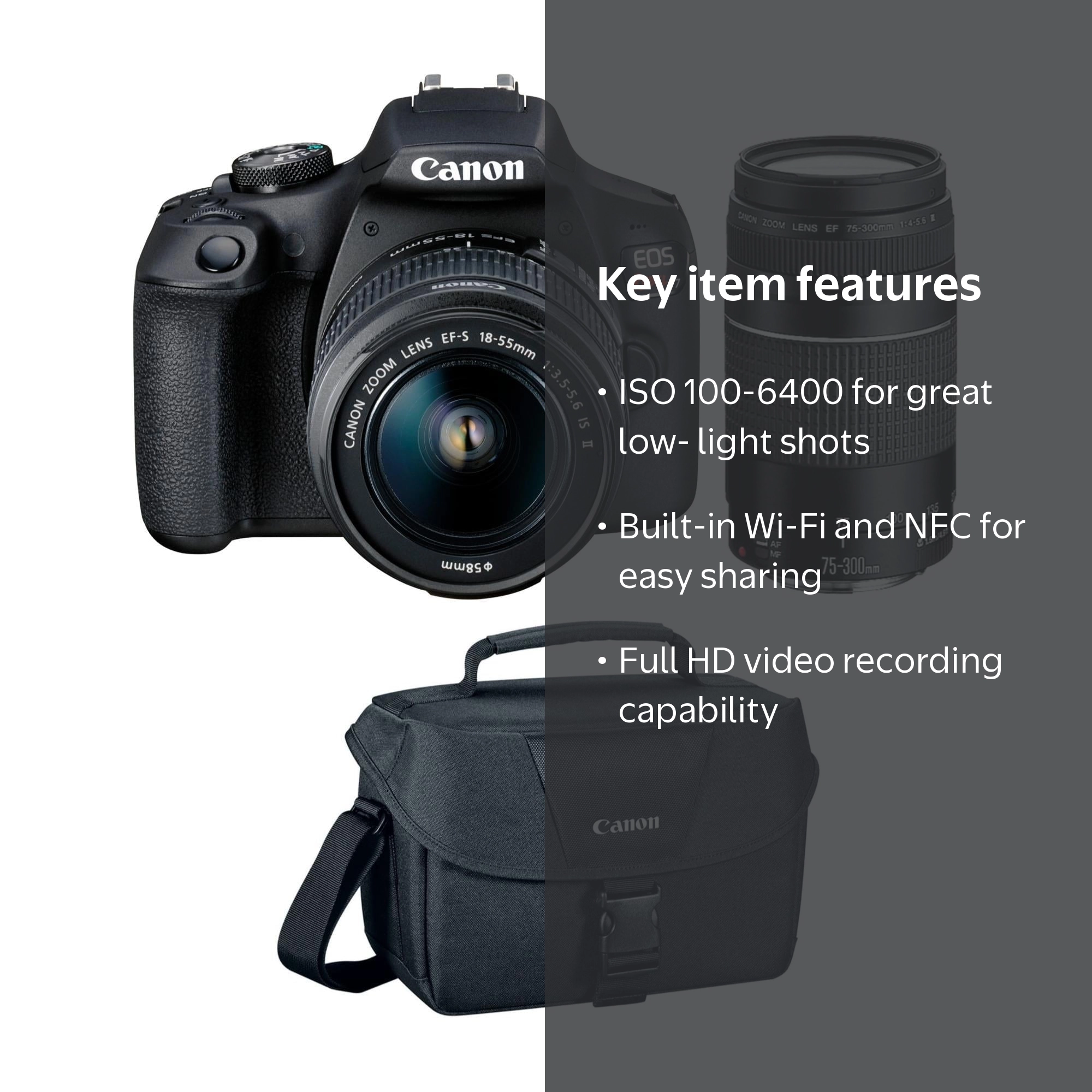 Canon EOS Rebel T7 DSLR Camera Bundle with 18-55mm and 75-300mm