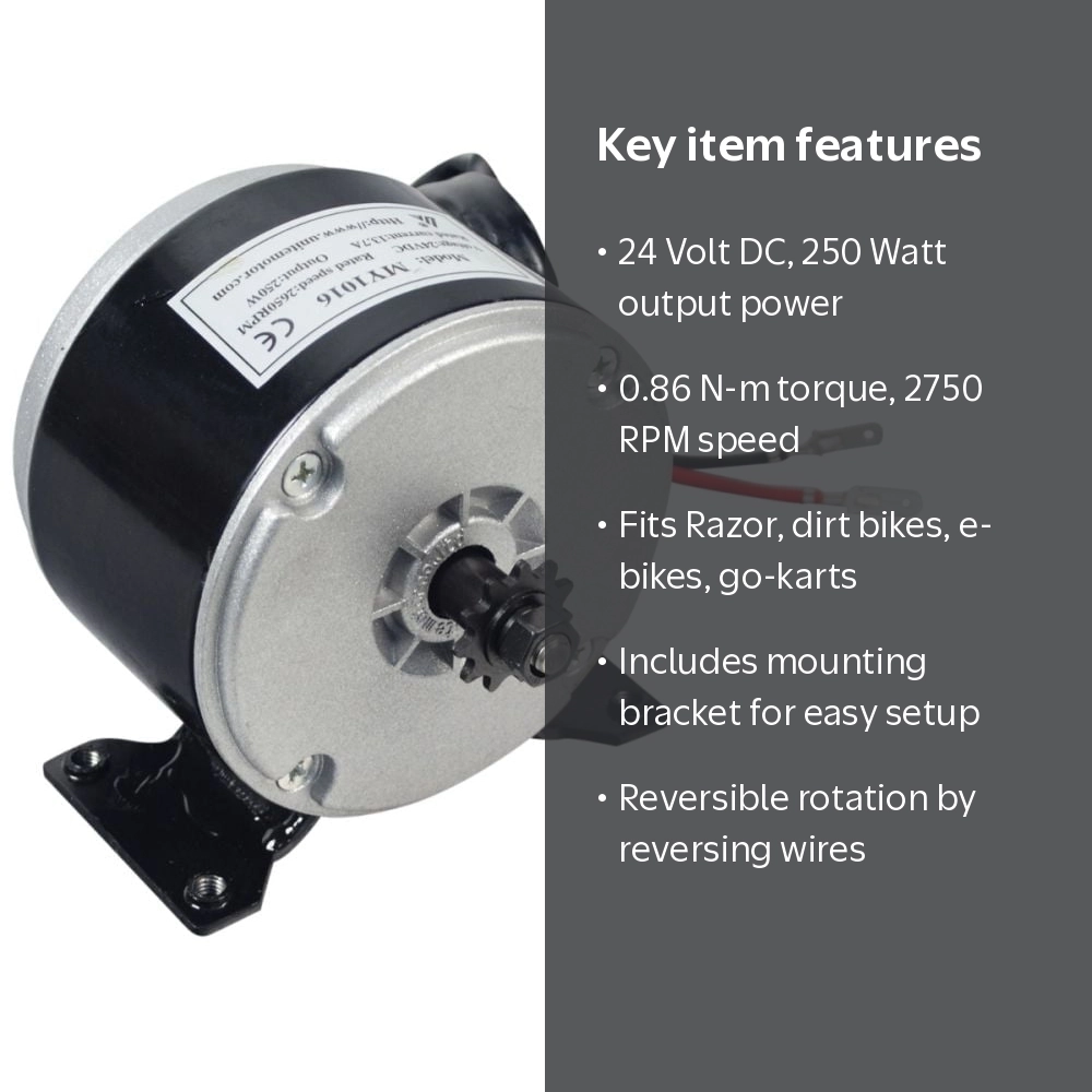 AlveyTech, Electric DC Motor, 24V 250W for Razor Scooter, Dirt