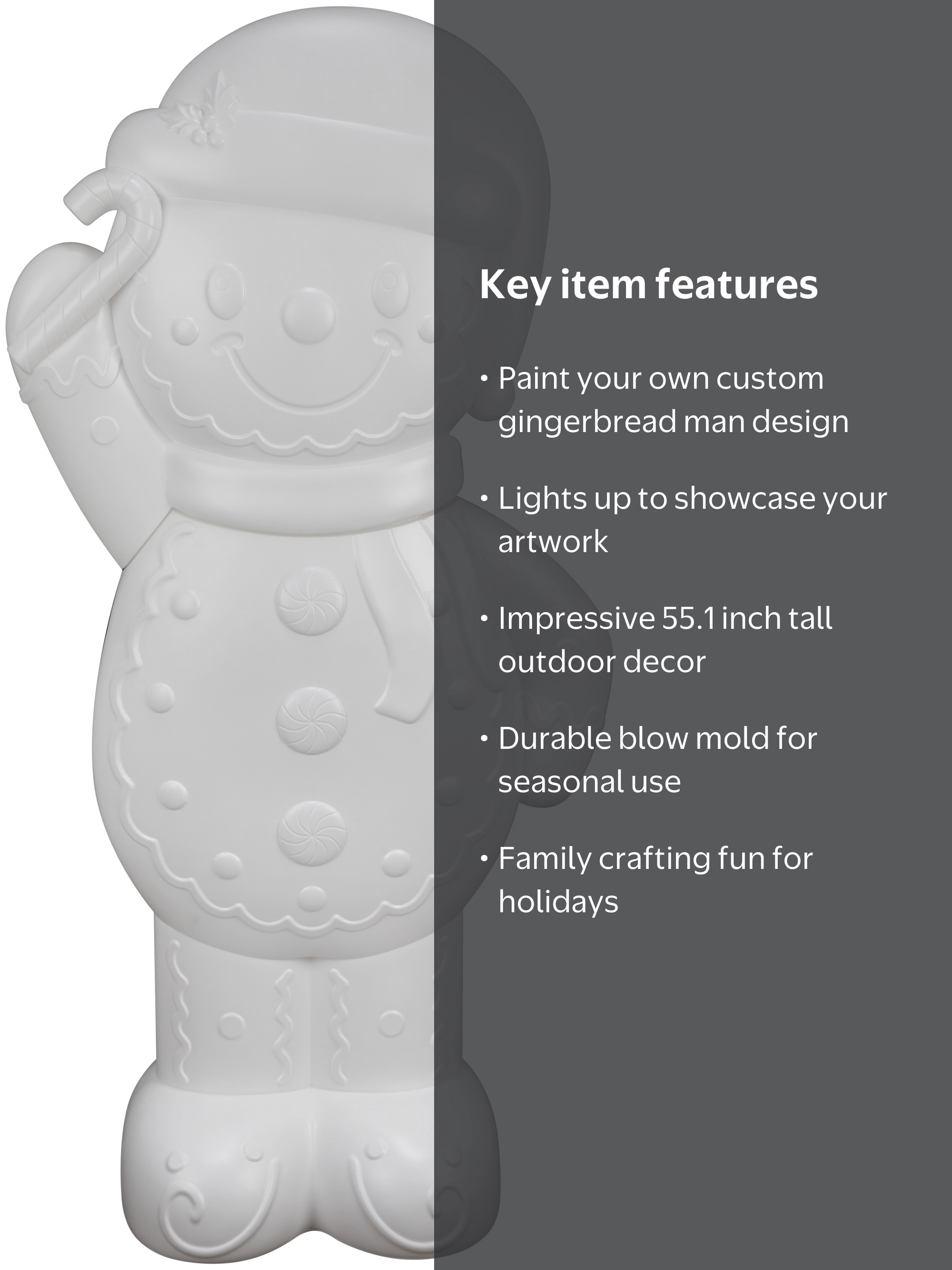 Open Box) Paint Your Own Lighted Blow Mold Gingerbread Man Outdoor
